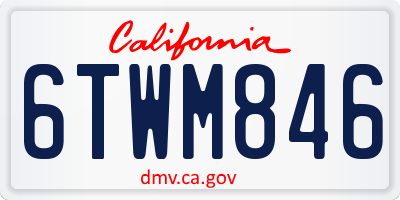 CA license plate 6TWM846
