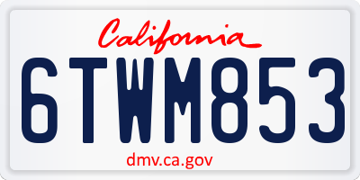 CA license plate 6TWM853