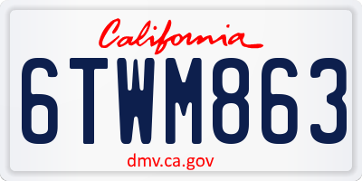 CA license plate 6TWM863