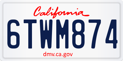 CA license plate 6TWM874