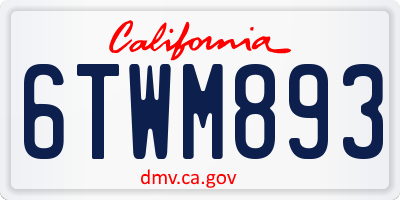 CA license plate 6TWM893