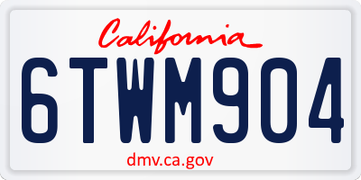 CA license plate 6TWM904