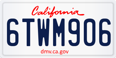 CA license plate 6TWM906