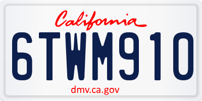 CA license plate 6TWM910