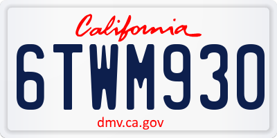 CA license plate 6TWM930