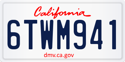 CA license plate 6TWM941