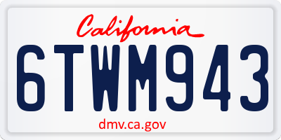 CA license plate 6TWM943