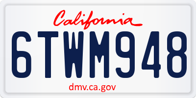 CA license plate 6TWM948