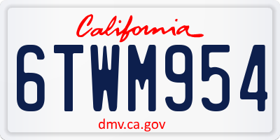 CA license plate 6TWM954