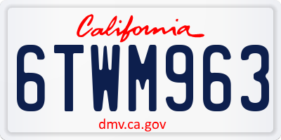 CA license plate 6TWM963