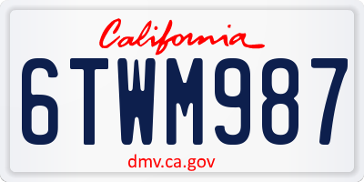 CA license plate 6TWM987