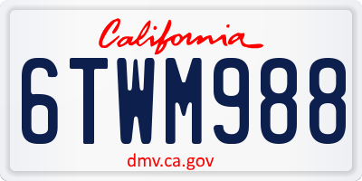 CA license plate 6TWM988