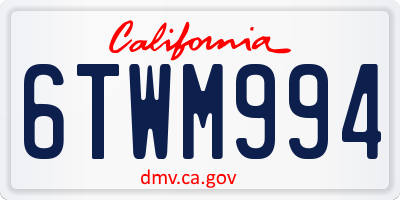 CA license plate 6TWM994