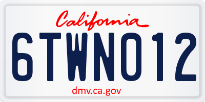 CA license plate 6TWN012
