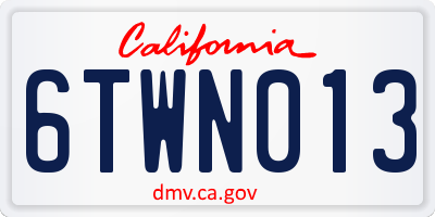 CA license plate 6TWN013