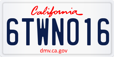 CA license plate 6TWN016