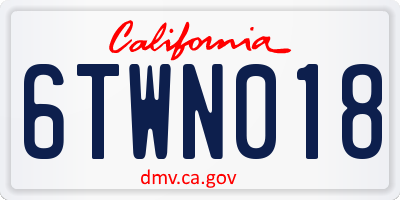 CA license plate 6TWN018