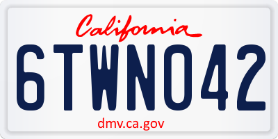 CA license plate 6TWN042