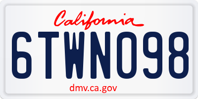 CA license plate 6TWN098