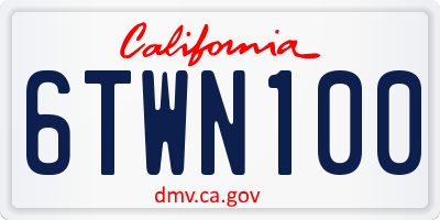 CA license plate 6TWN100