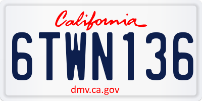 CA license plate 6TWN136