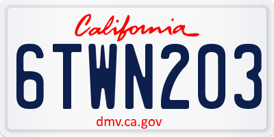 CA license plate 6TWN203