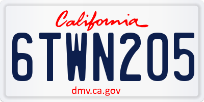 CA license plate 6TWN205
