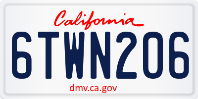 CA license plate 6TWN206