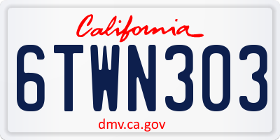 CA license plate 6TWN303
