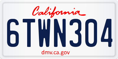 CA license plate 6TWN304