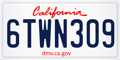 CA license plate 6TWN309