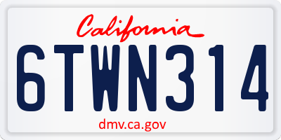 CA license plate 6TWN314