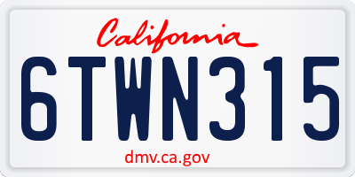 CA license plate 6TWN315