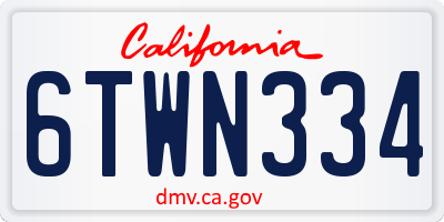 CA license plate 6TWN334