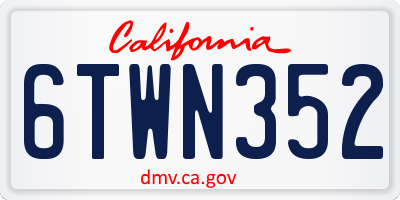 CA license plate 6TWN352