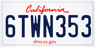 CA license plate 6TWN353