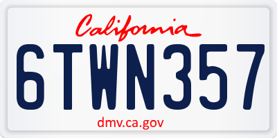 CA license plate 6TWN357