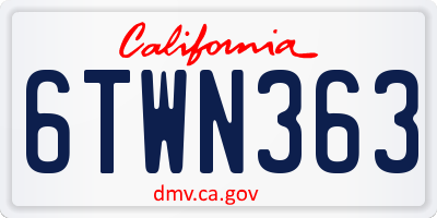 CA license plate 6TWN363