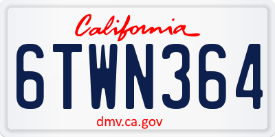 CA license plate 6TWN364