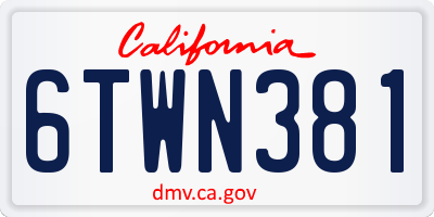 CA license plate 6TWN381