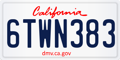 CA license plate 6TWN383