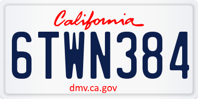 CA license plate 6TWN384