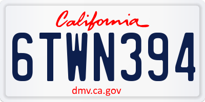 CA license plate 6TWN394