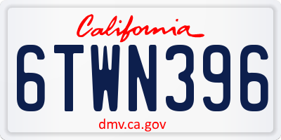 CA license plate 6TWN396