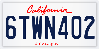 CA license plate 6TWN402