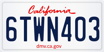 CA license plate 6TWN403