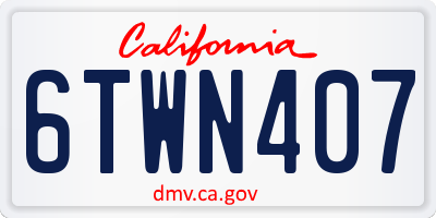 CA license plate 6TWN407