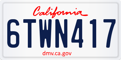 CA license plate 6TWN417