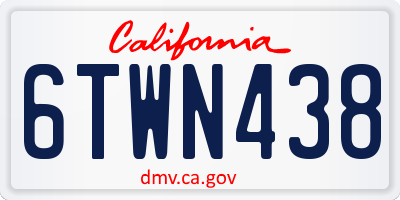 CA license plate 6TWN438