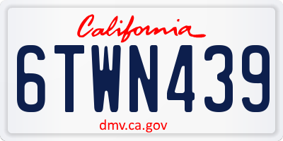 CA license plate 6TWN439